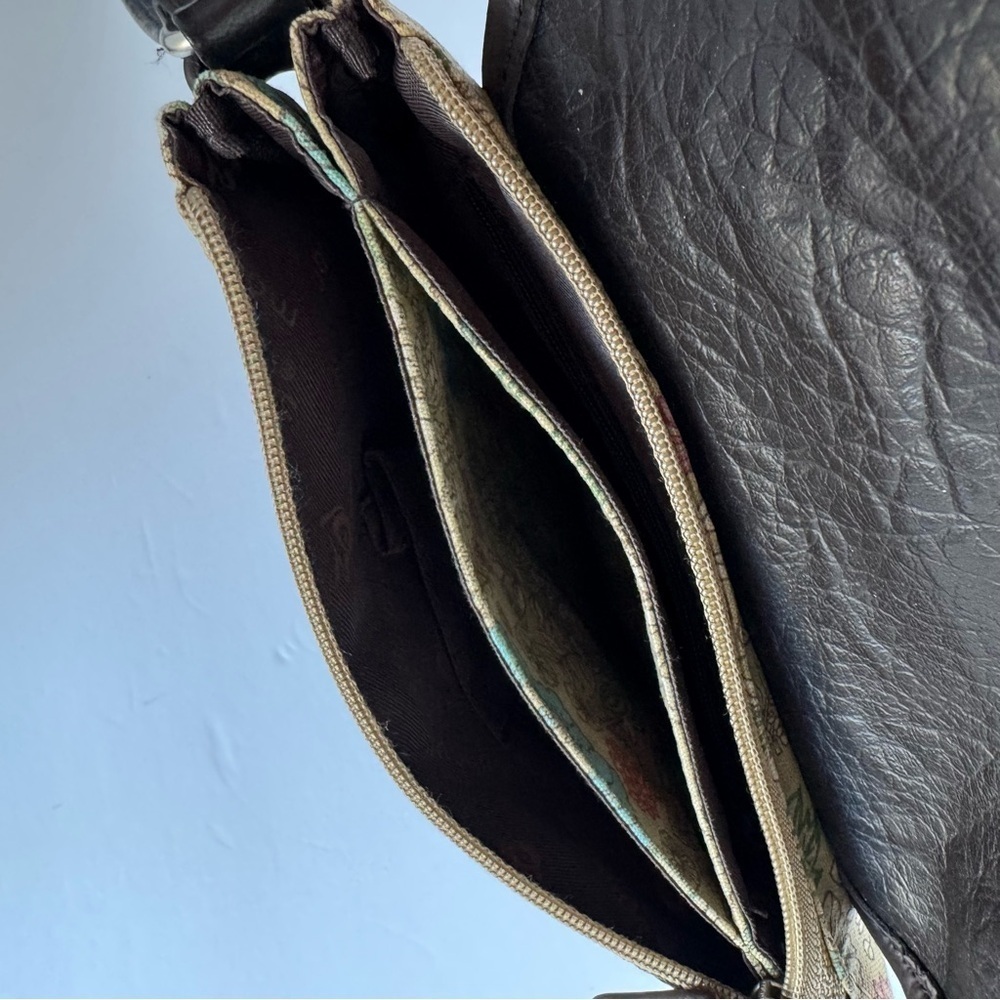 Mouflon Floral Crossbody Bag Small/Medium Leather Canvas Boho Flap Purse Pretty - Picture 7 of 10